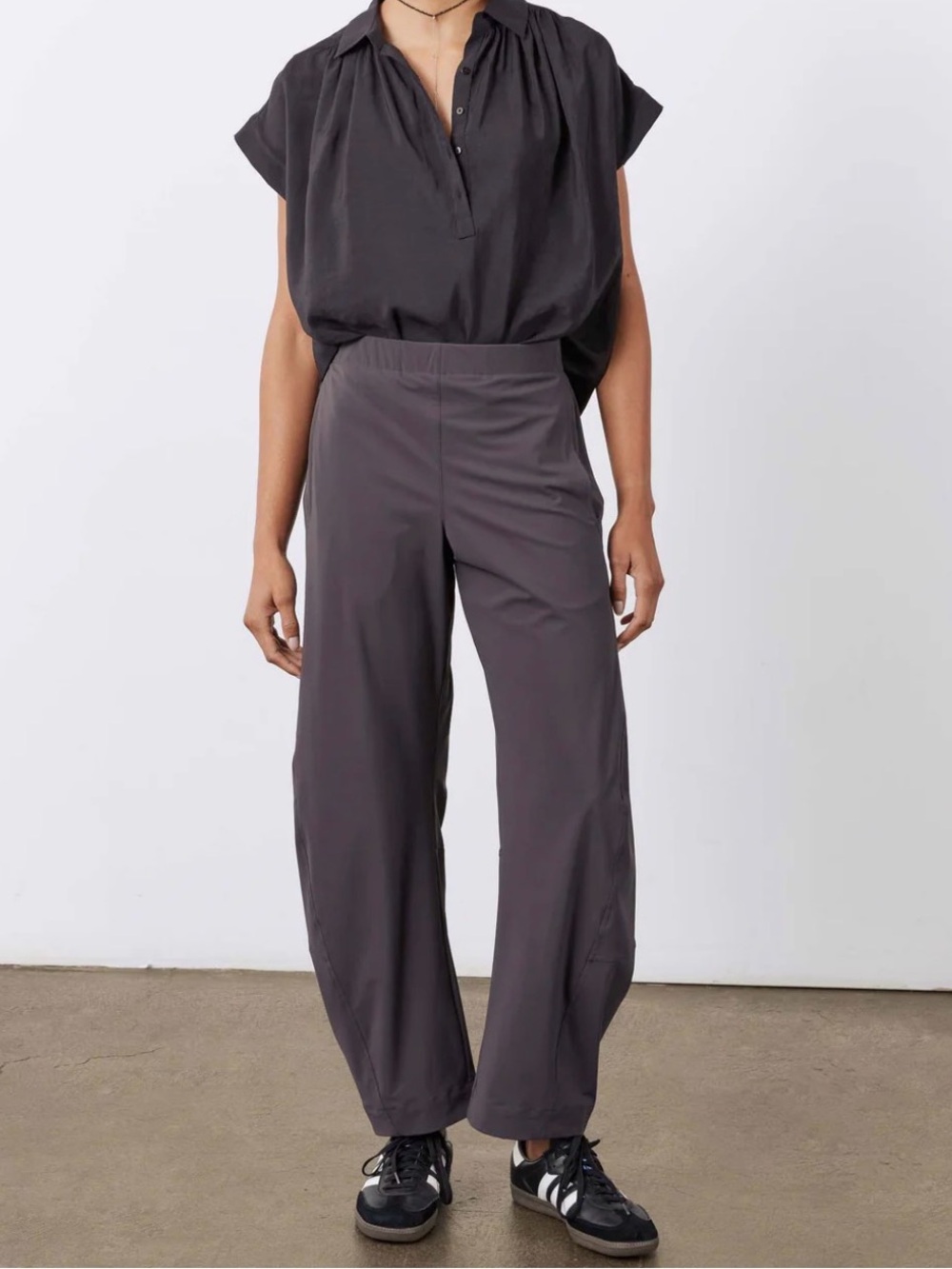 Ruti On The Loose Work Pants Grey Barrel Leg